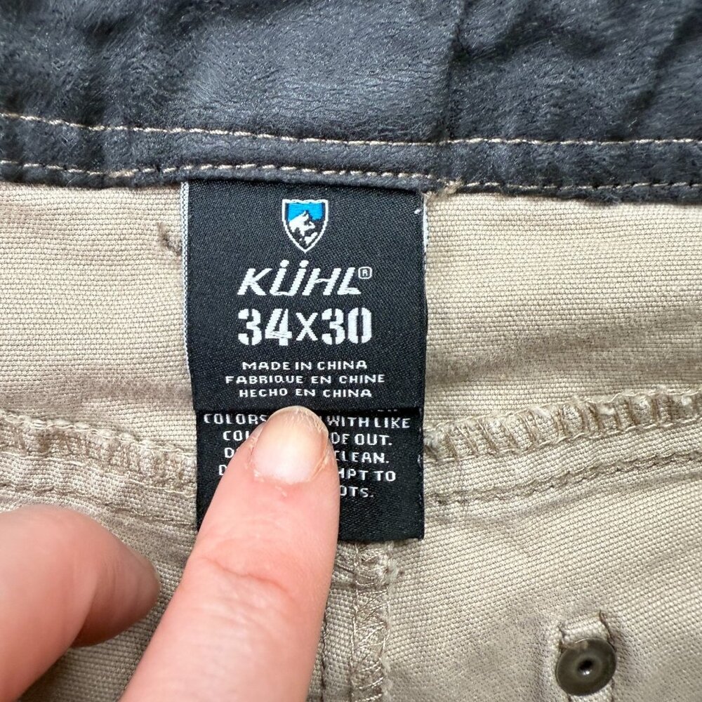 Kuhl 5-Pocket Pants Men 34 x 29* Beige Khaki Free Kanvus Jean Stretch Gusseted - Picture 5 of 16